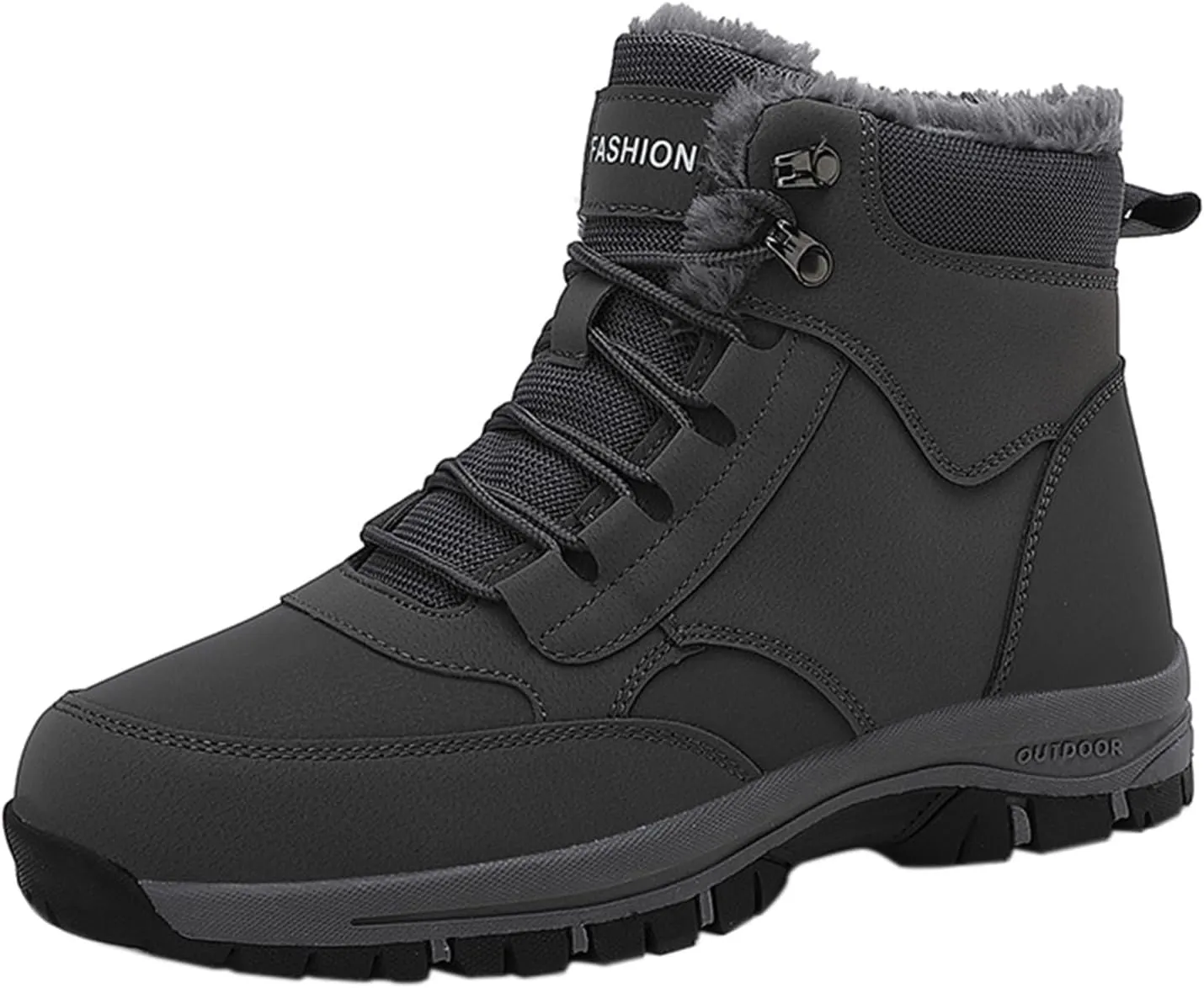 Mens Work Boots Waterproof Hiking Sneakers Warm Fur Lined Women's Safety Shoes Soft Toe Slip On Platform Shoes Lightweight Comfortable Hike Grounded Footwear