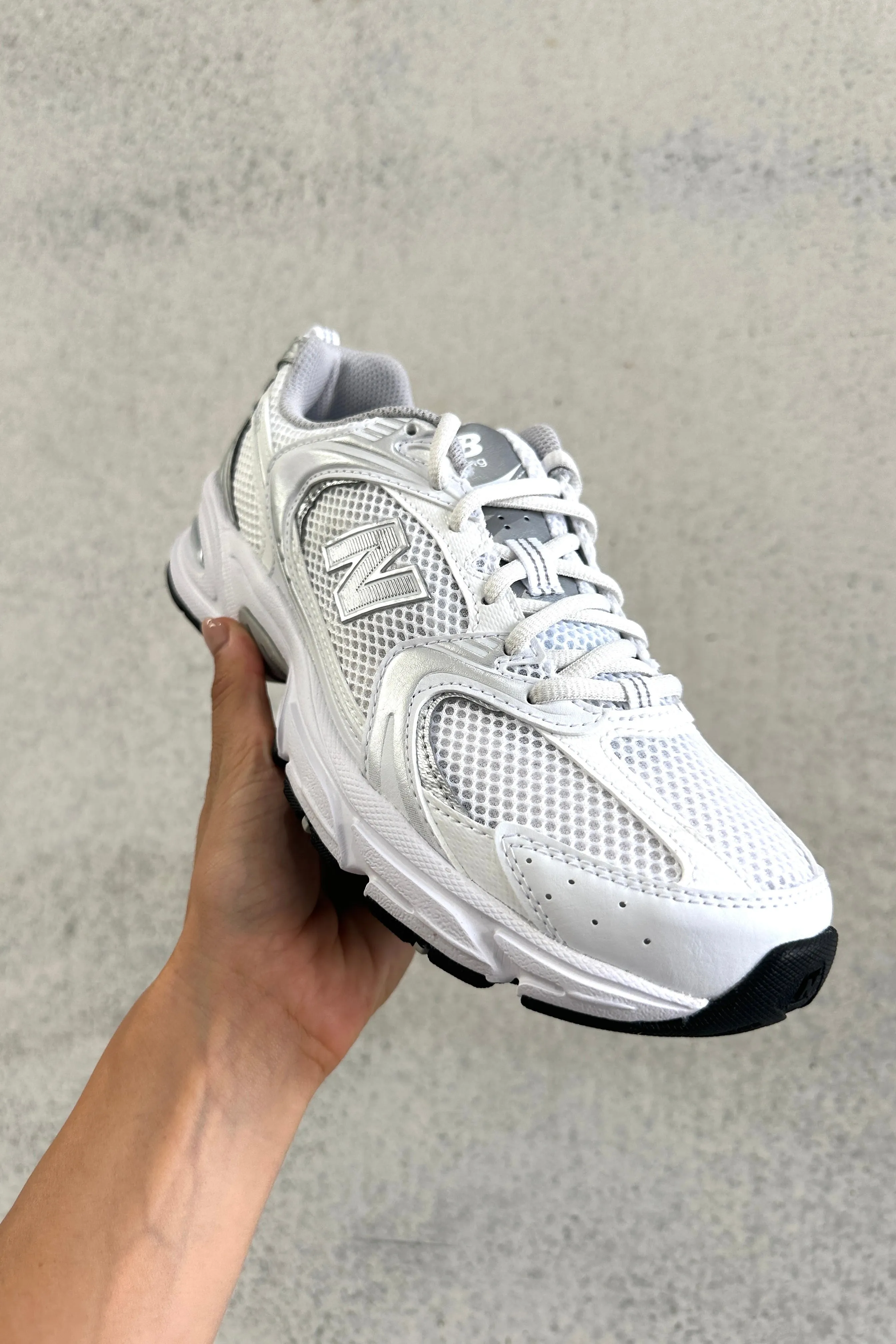 New Balance MR530 Sneaker- White/ Metallic Silver