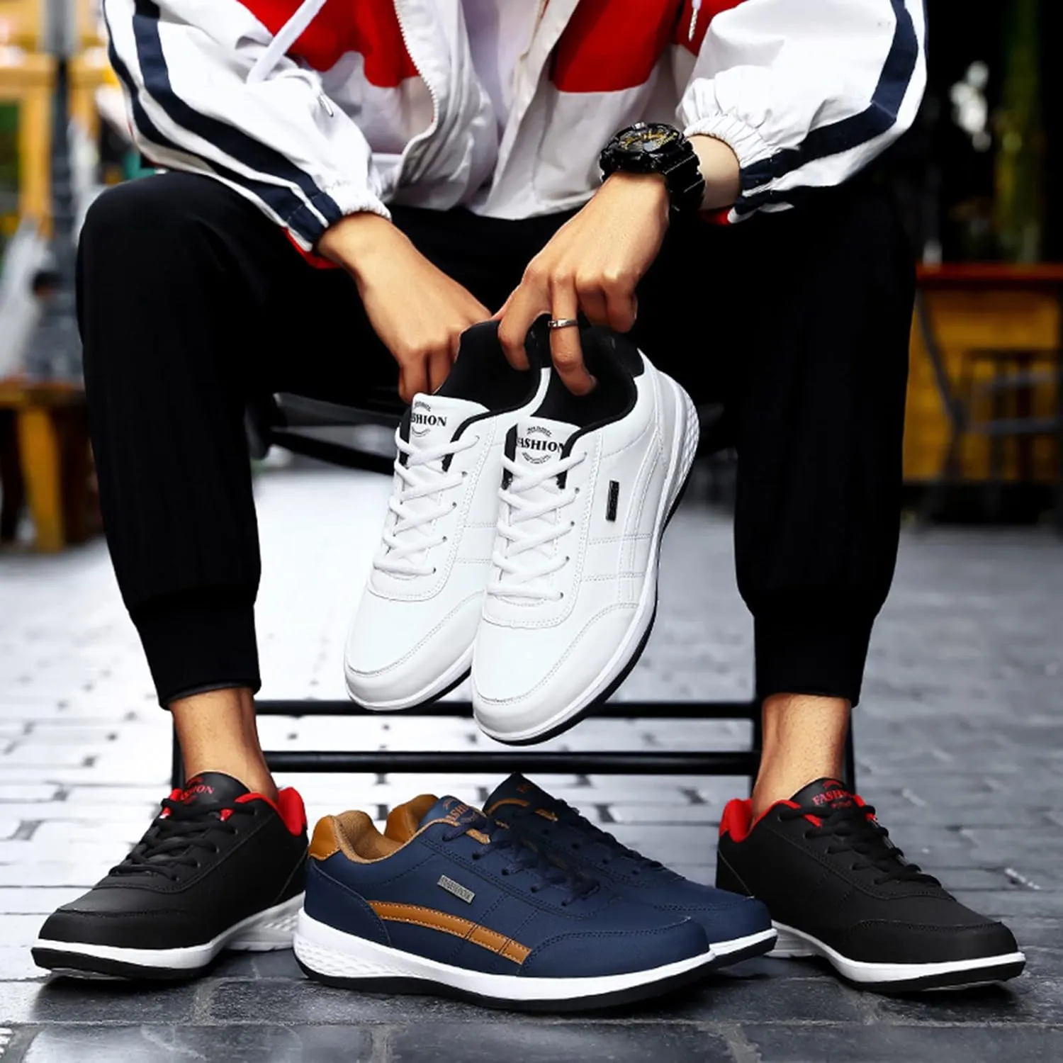 Non Slip Shoes for Men Wide Hiking Shoes Walking Shoes Waterproof Work Shoes Retro Running Shoes Lightweight Trainers