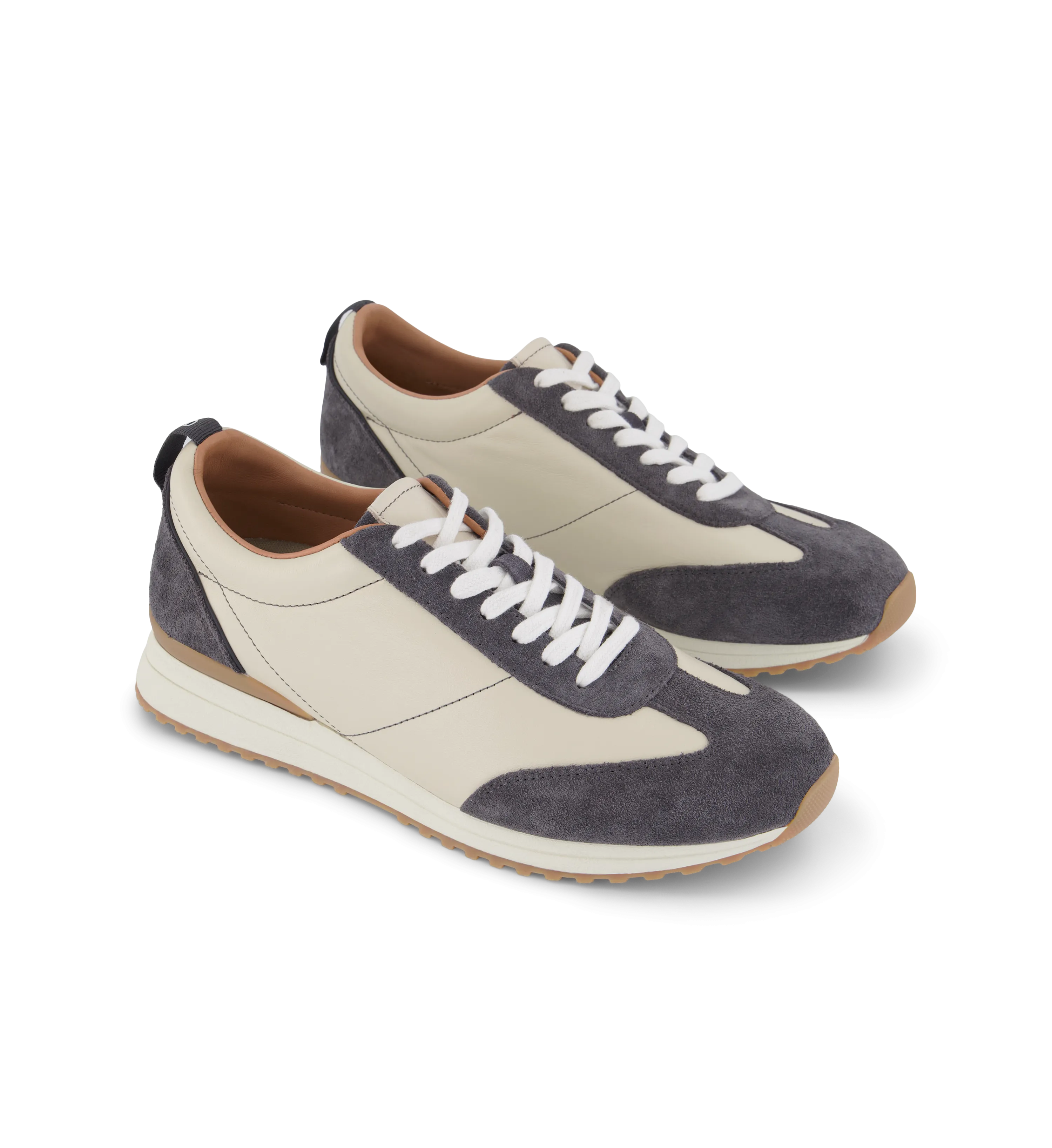 Saker 2 Ecru & Dusk Blue Leather Sneakers