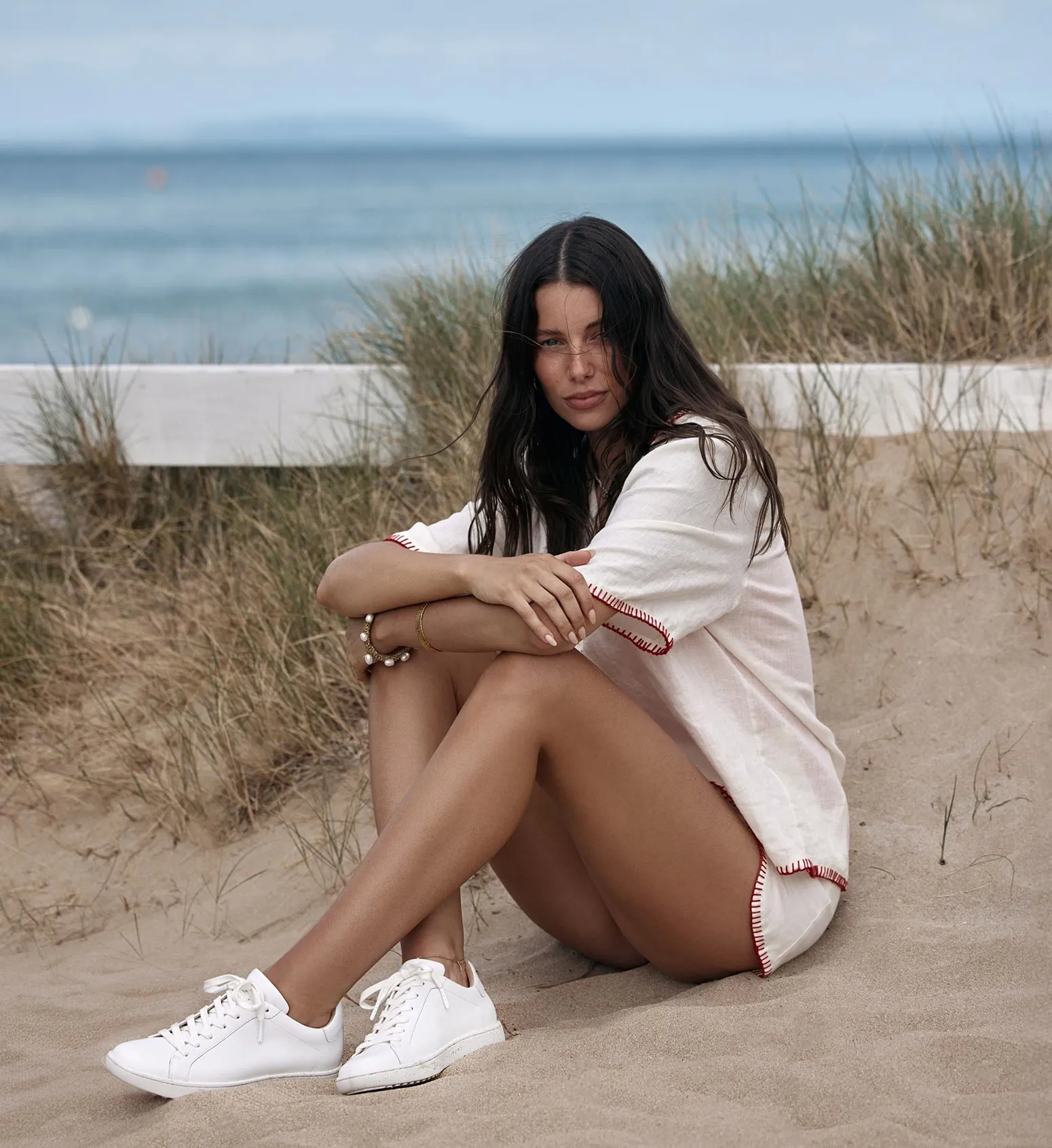 Shearwater White Leather Sneakers