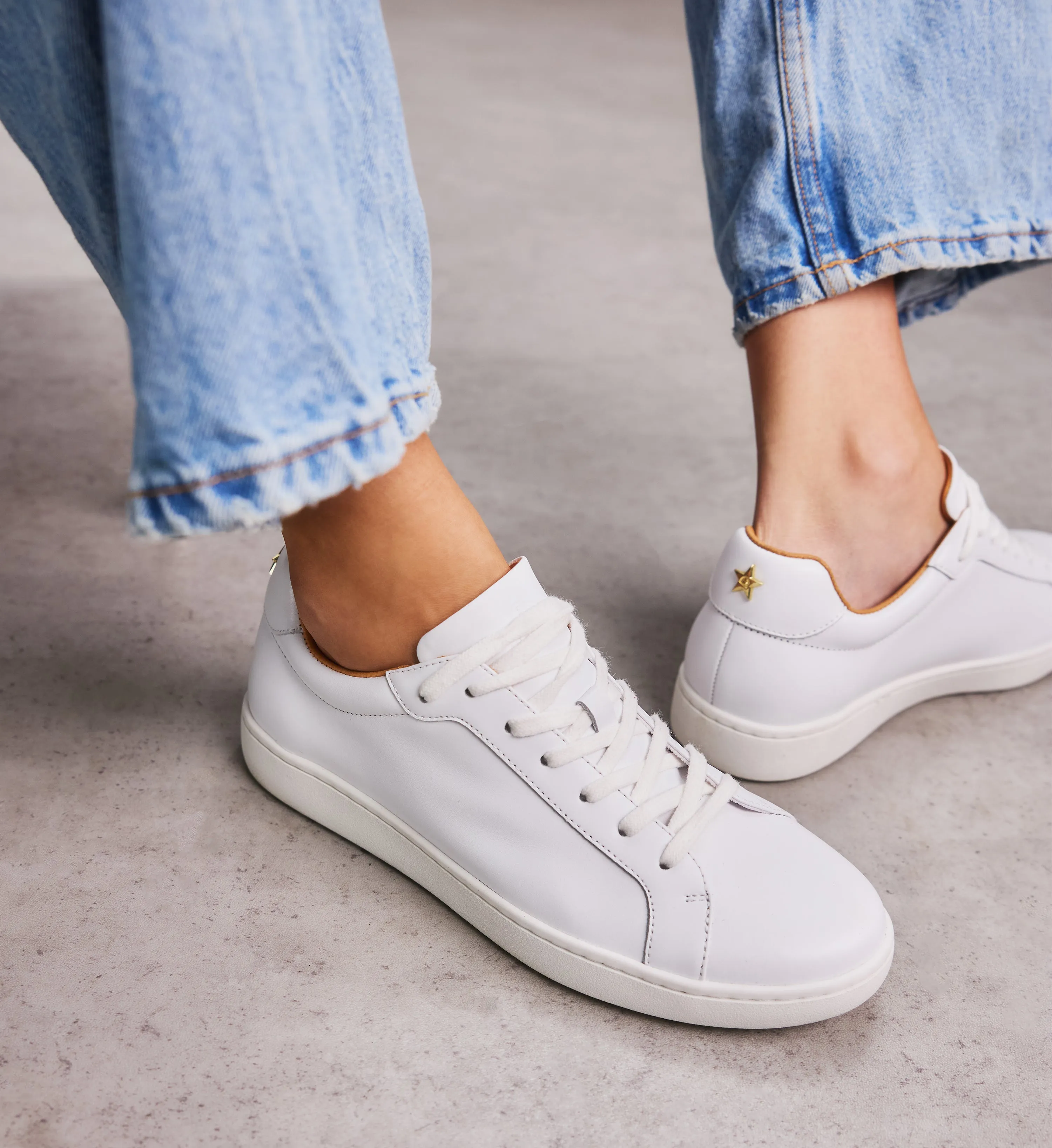 Sialia White Leather Sneakers