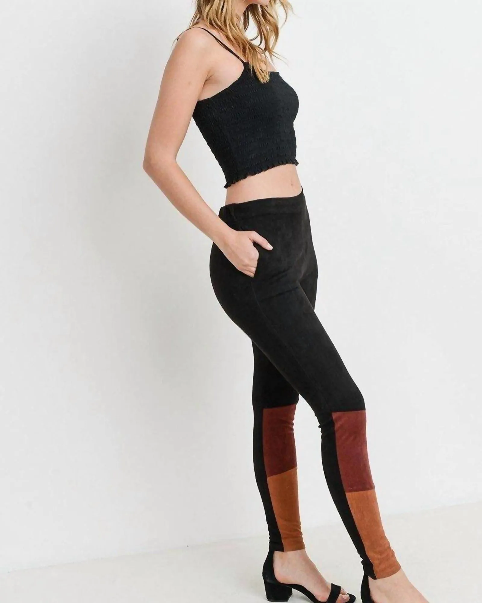 Suede Colorblock Ankle Pant In Black Multi | Black Multi