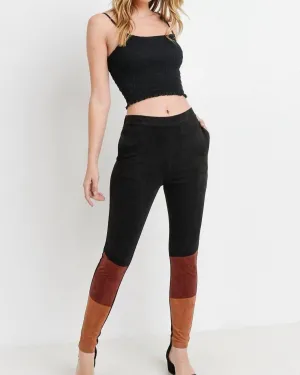 Suede Colorblock Ankle Pant In Black Multi | Black Multi