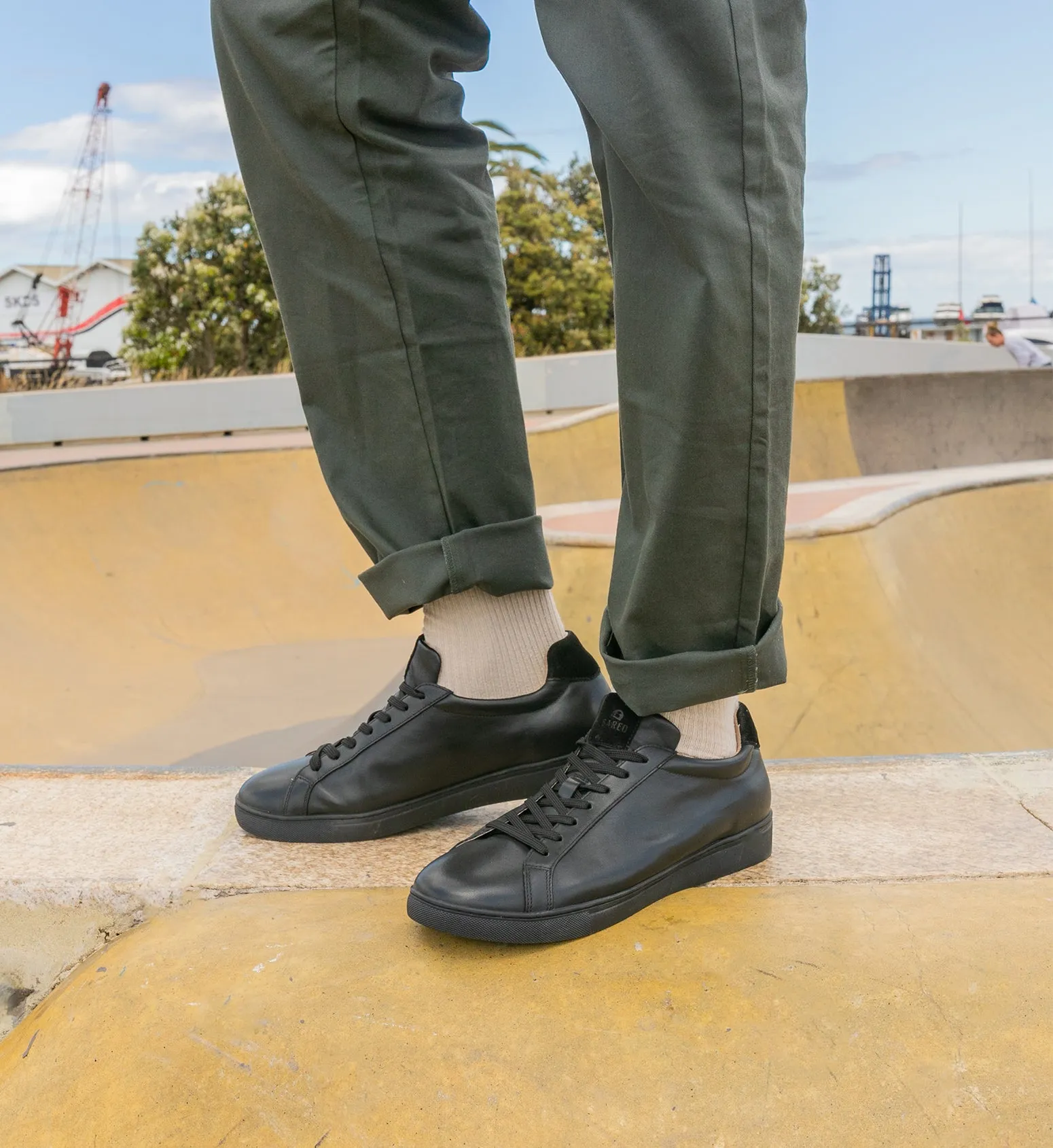 Sulphur Black Leather with Black Sole Sneakers