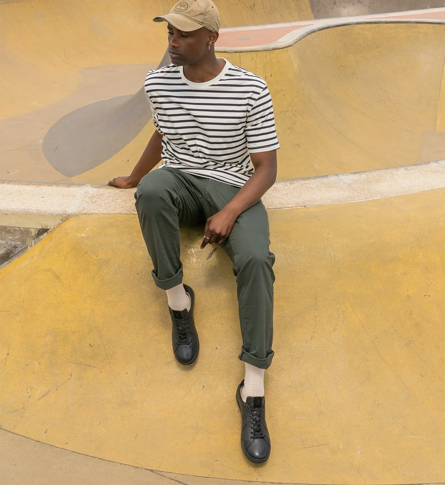 Sulphur Black Leather with Black Sole Sneakers