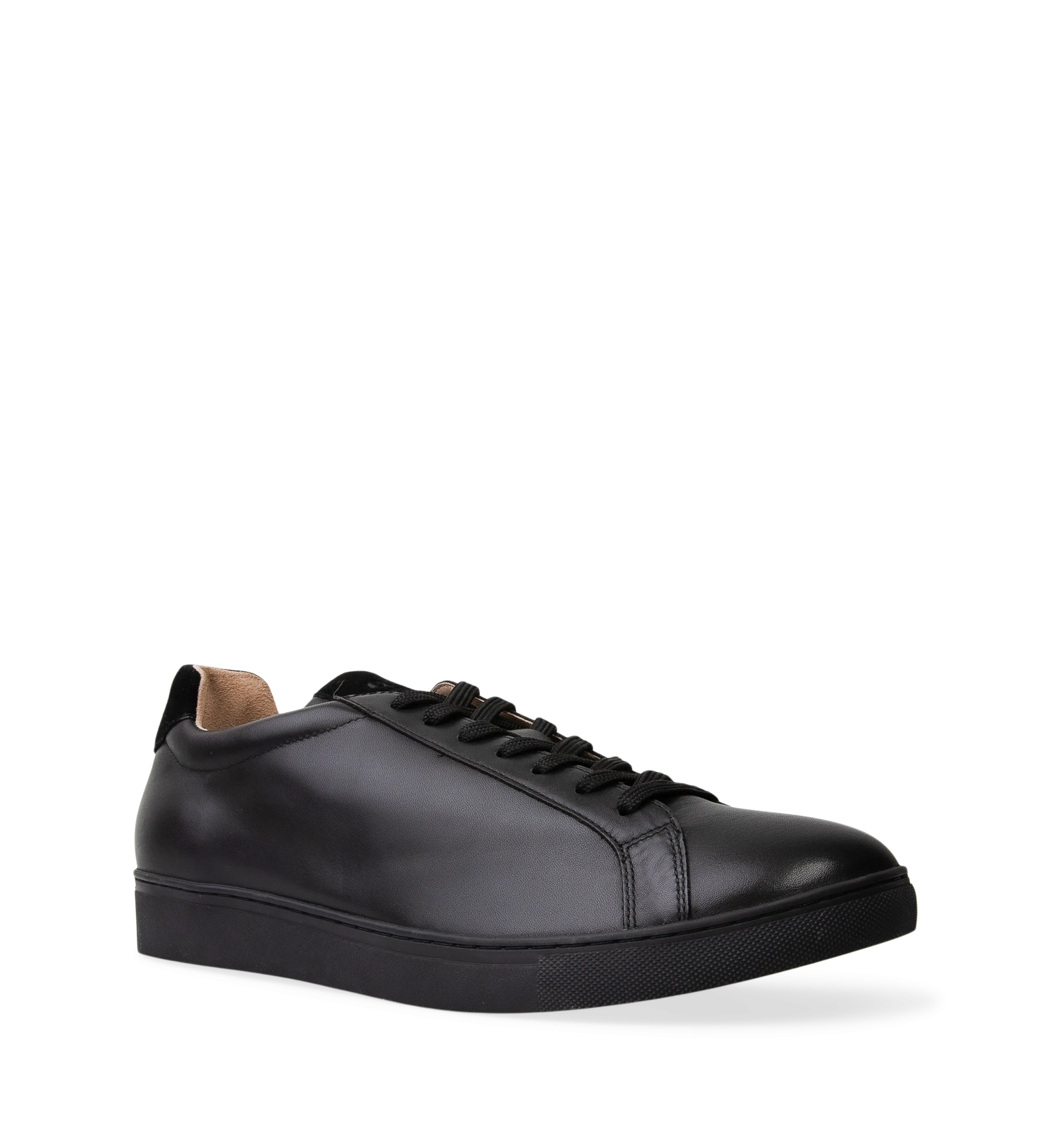 Sulphur Black Leather with Black Sole Sneakers
