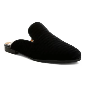 Velvet Textured Slip On Mules