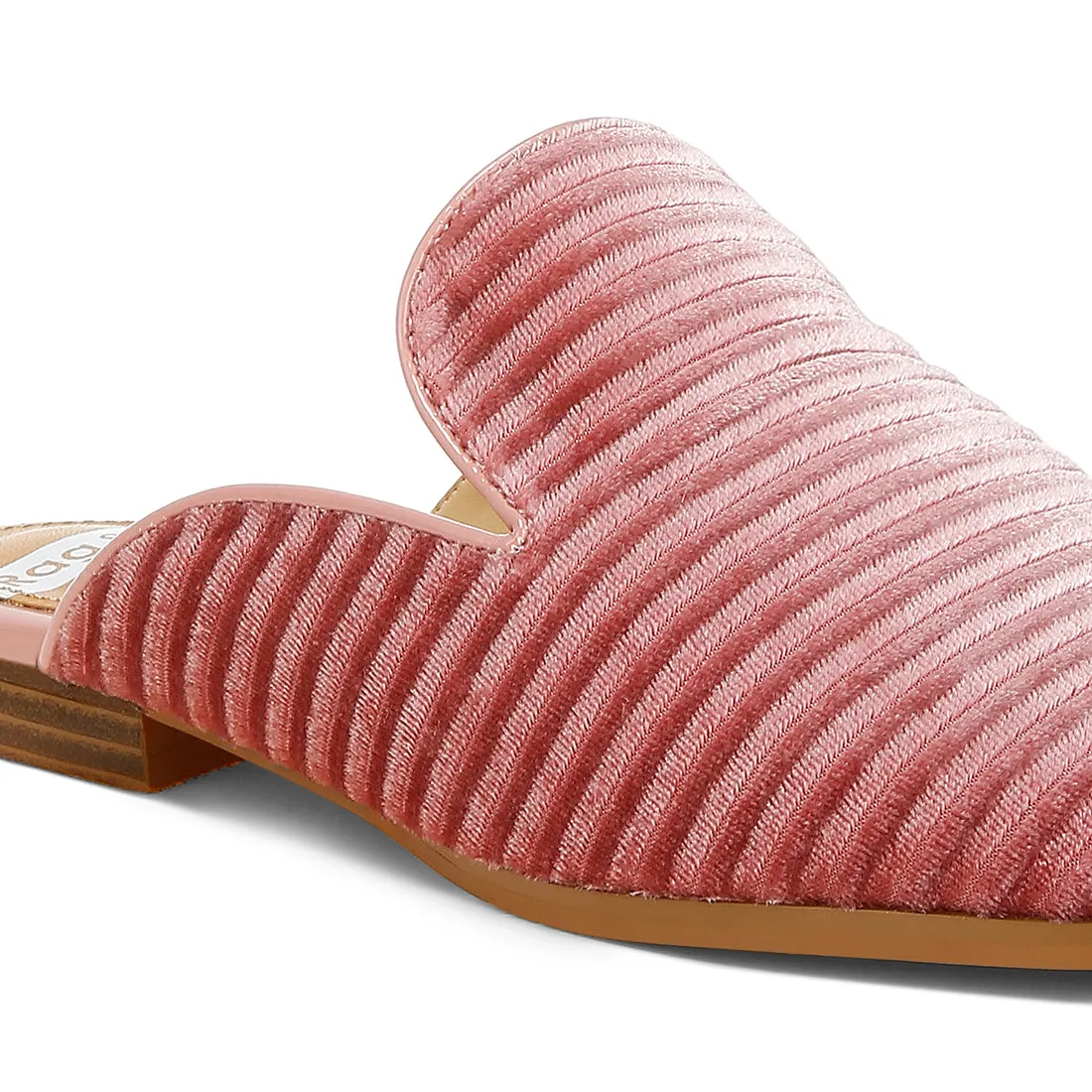 Velvet Textured Slip On Mules