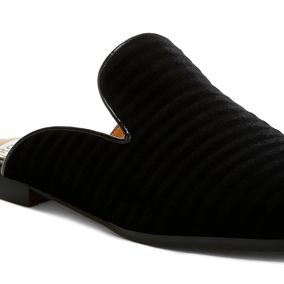 Velvet Textured Slip On Mules