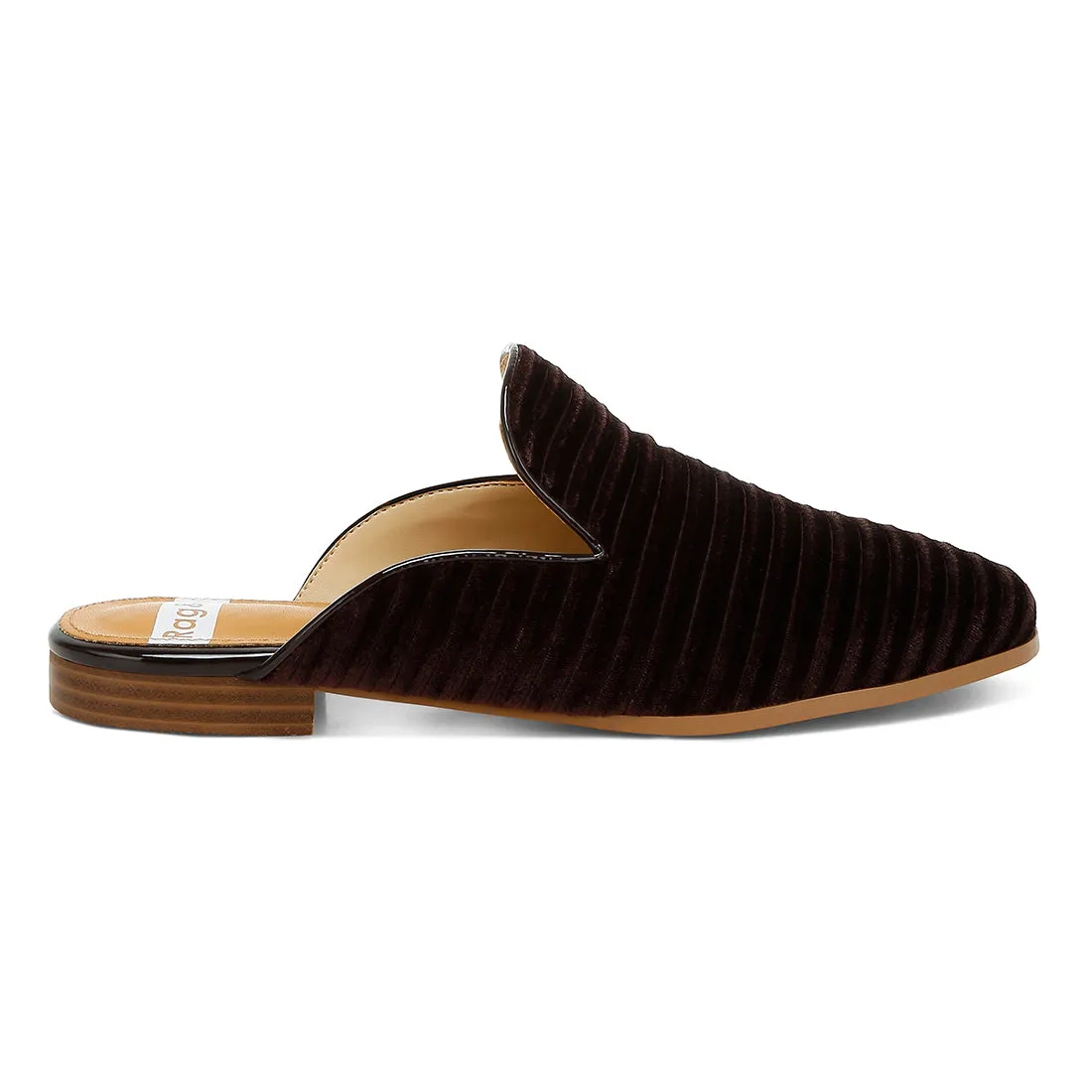 Velvet Textured Slip On Mules