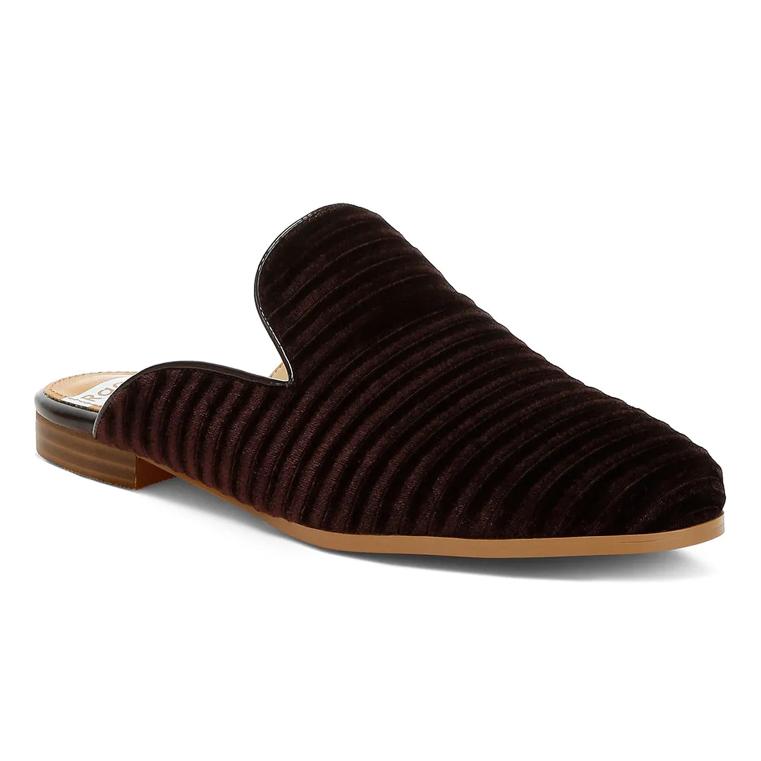 Velvet Textured Slip On Mules