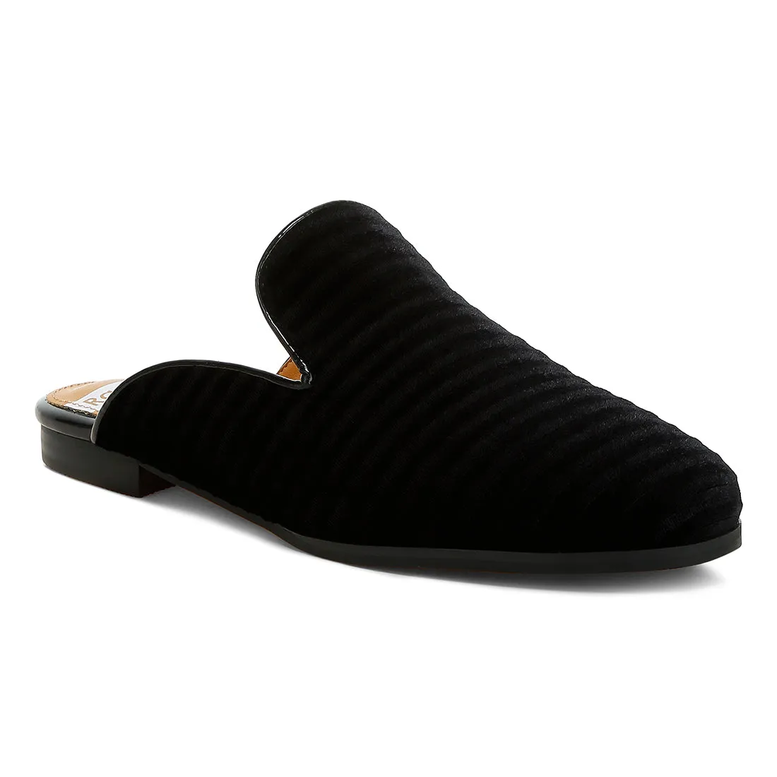 Velvet Textured Slip On Mules