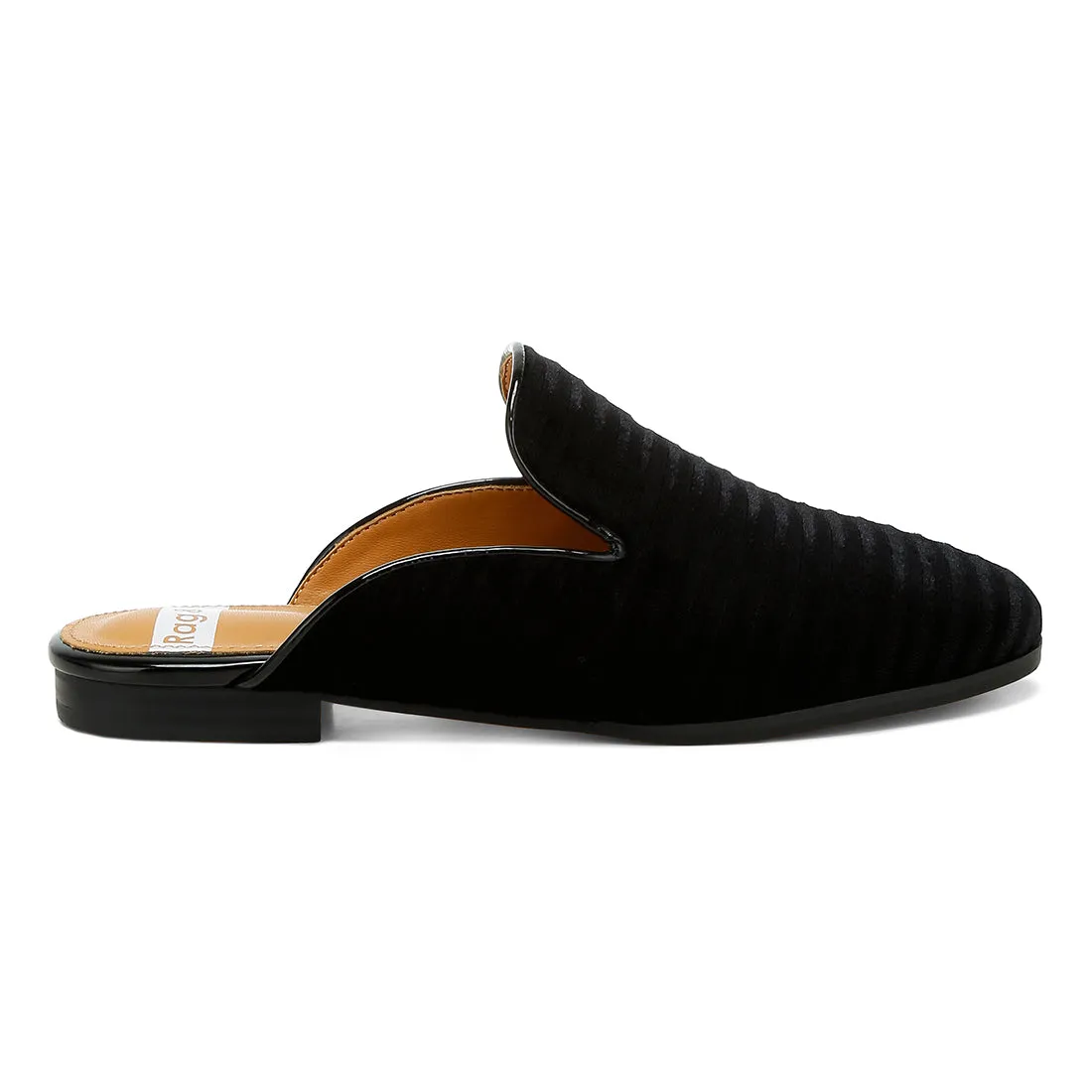 Velvet Textured Slip On Mules
