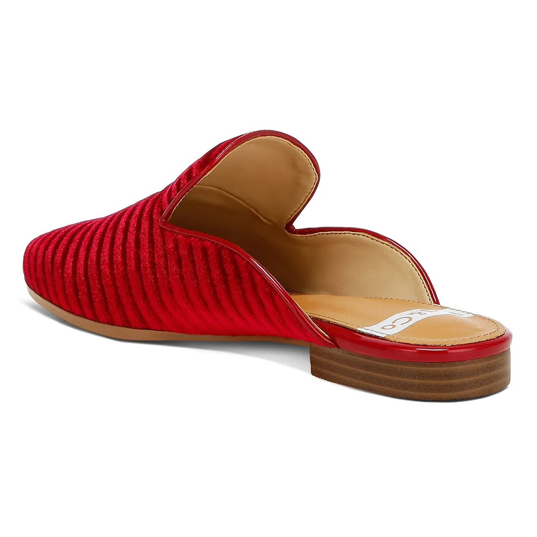 Velvet Textured Slip On Mules