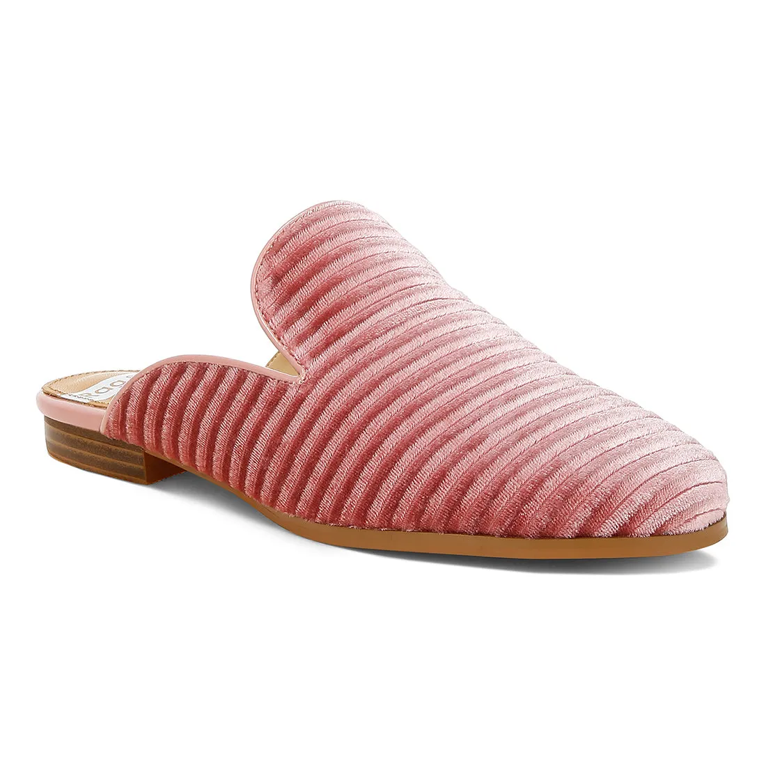 Velvet Textured Slip On Mules
