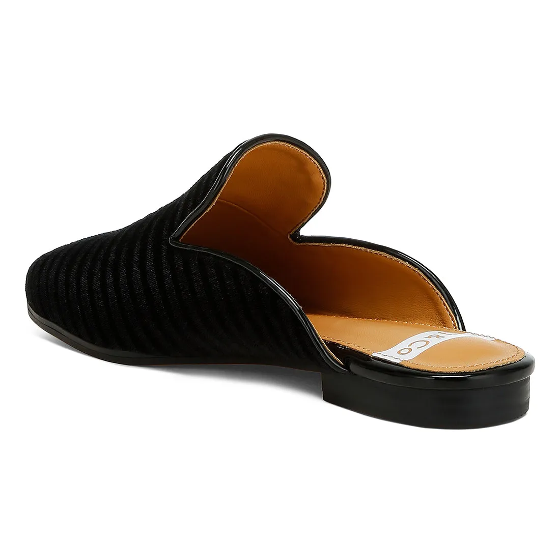 Velvet Textured Slip On Mules