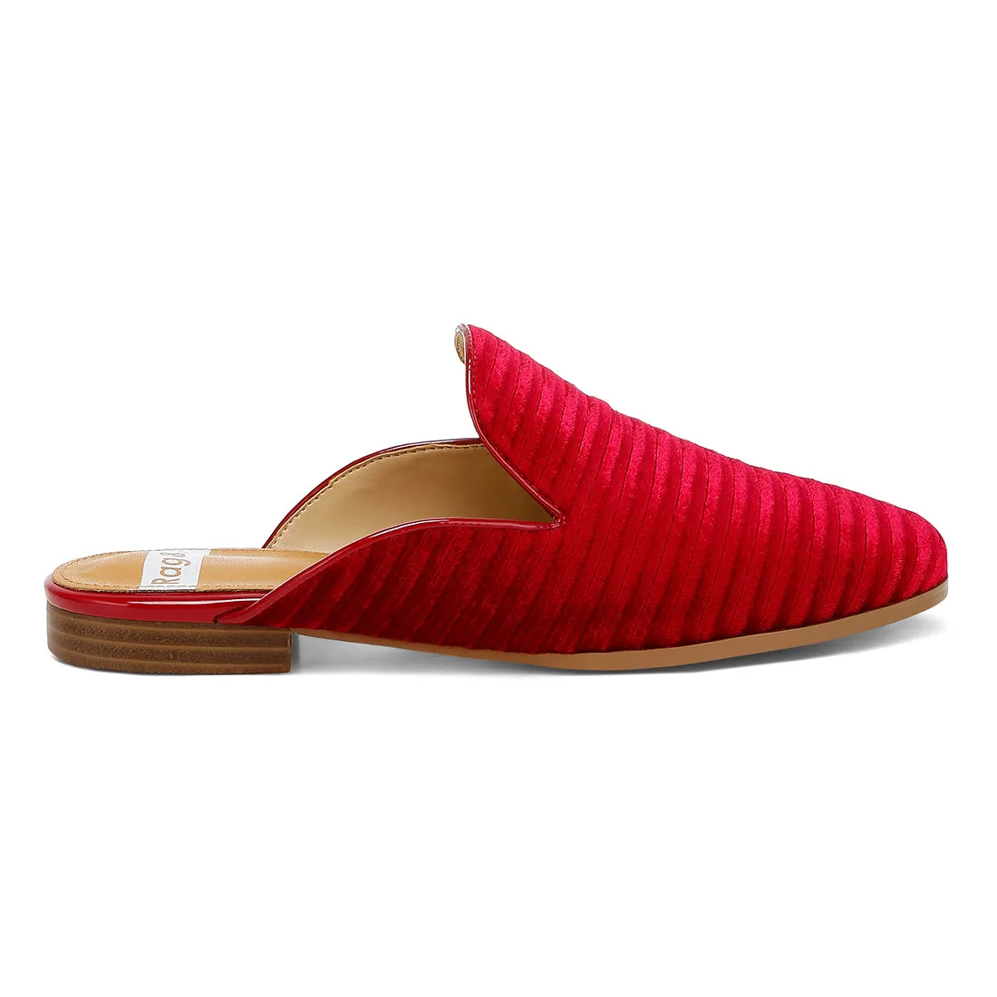 Velvet Textured Slip On Mules