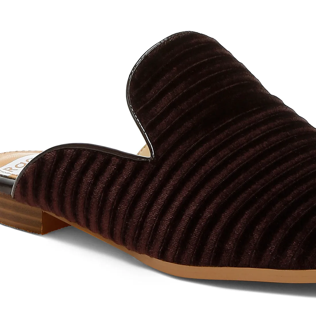 Velvet Textured Slip On Mules