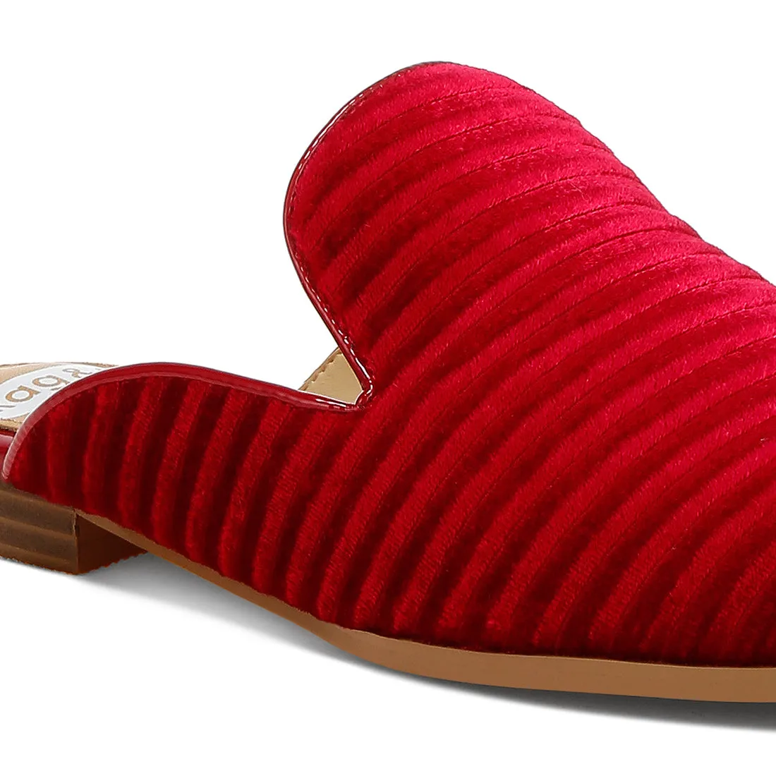 Velvet Textured Slip On Mules