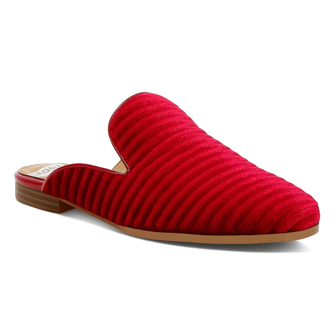 Velvet Textured Slip On Mules