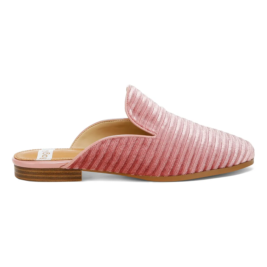 Velvet Textured Slip On Mules