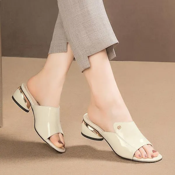 Women's Casual Thick Heel Fashion Fish Mouth Slippers 02055296S