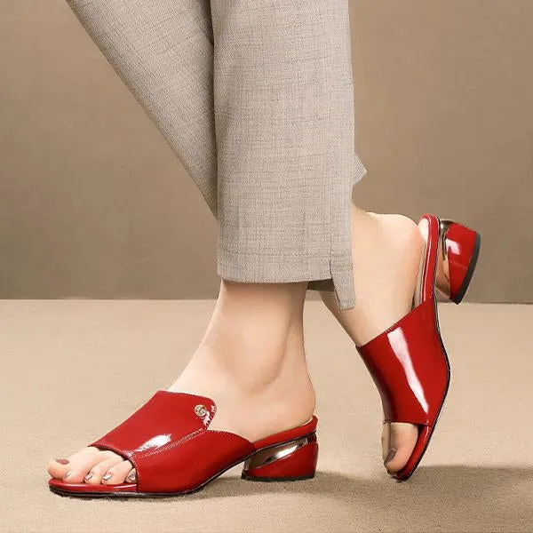 Women's Casual Thick Heel Fashion Fish Mouth Slippers 02055296S