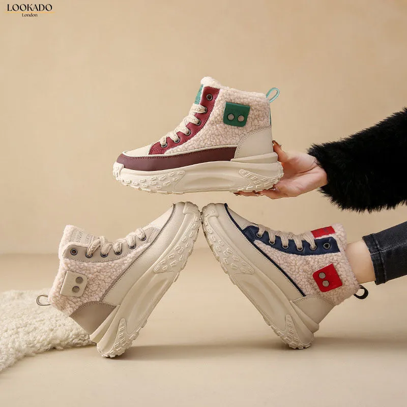 Women's High Top Sneakers with Fleece