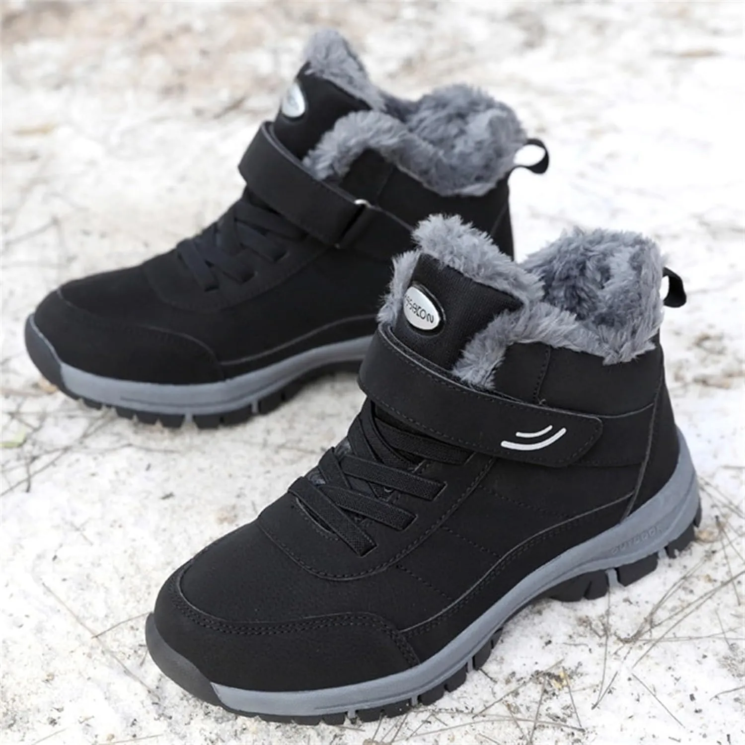 Work Boots for Men Slip On Hiking Sneakers with Warm Fur Lining Women's Safety Shoes with Zipper Outdoor Bota Waterproof Breathable Lightweight Hike Grounded Footwear
