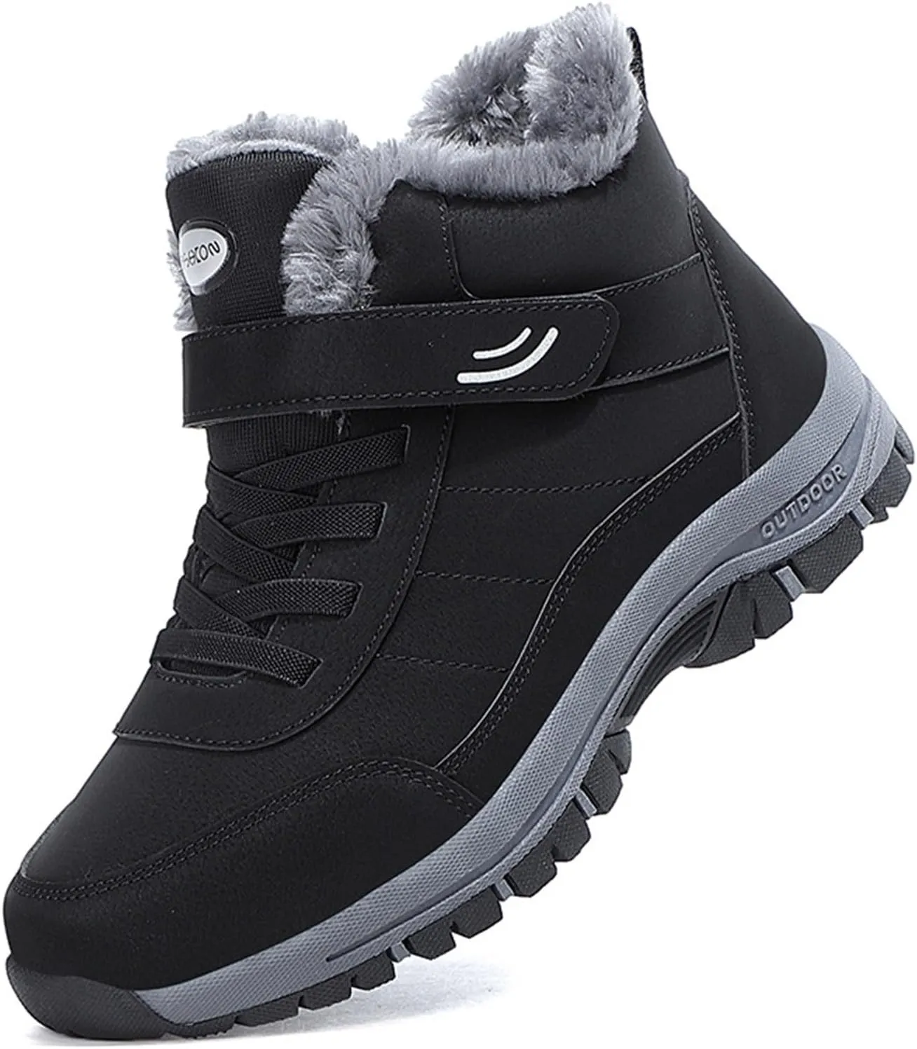 Work Boots for Men Slip On Hiking Sneakers with Warm Fur Lining Women's Safety Shoes with Zipper Outdoor Bota Waterproof Breathable Lightweight Hike Grounded Footwear