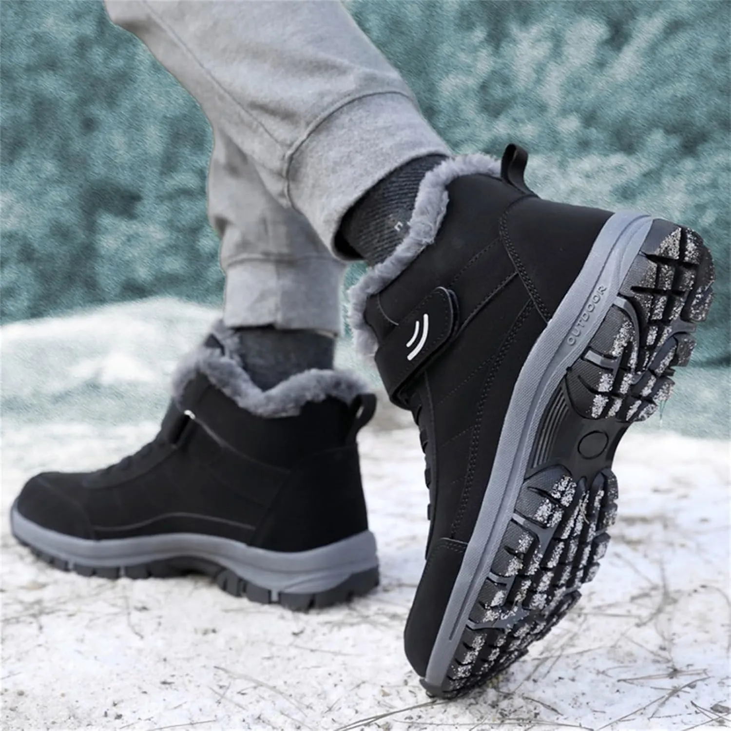 Work Boots for Men Slip On Hiking Sneakers with Warm Fur Lining Women's Safety Shoes with Zipper Outdoor Bota Waterproof Breathable Lightweight Hike Grounded Footwear
