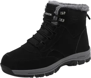Work Boots for Men Slip On Hiking Sneakers with Warm Fur Lining Women's Safety Shoes with Zipper Outdoor Bota Waterproof Breathable Lightweight Hike Grounded Footwear