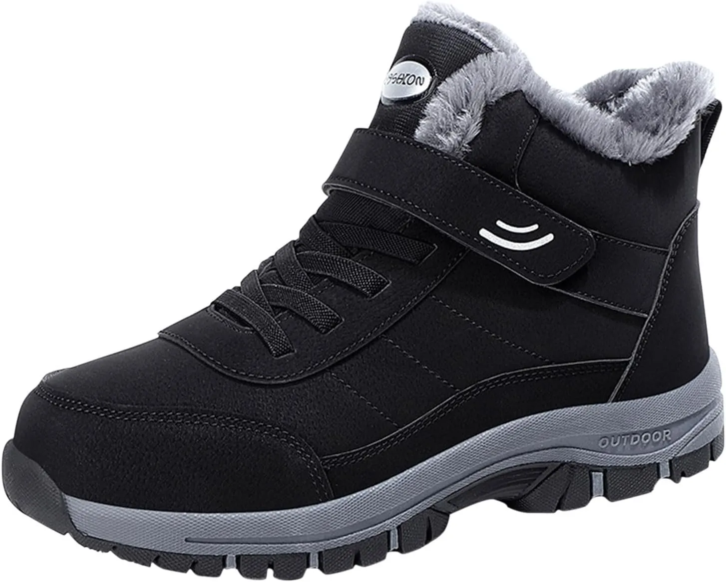 Work Boots for Men Slip On Hiking Sneakers with Warm Fur Lining Women's Safety Shoes with Zipper Outdoor Bota Waterproof Breathable Lightweight Hike Grounded Footwear