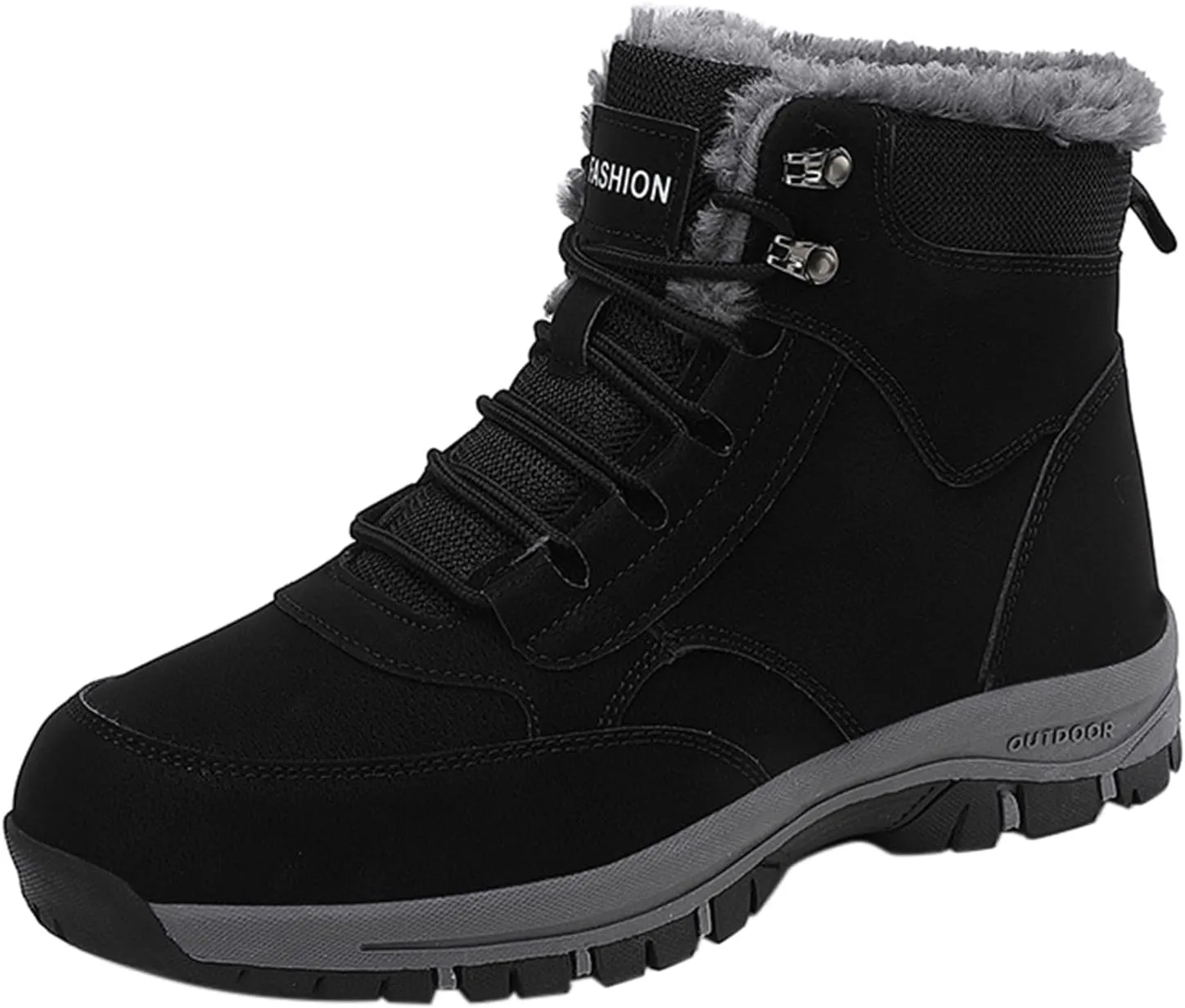 Work Boots for Men Slip On Hiking Sneakers with Warm Fur Lining Women's Safety Shoes with Zipper Outdoor Bota Waterproof Breathable Lightweight Hike Grounded Footwear