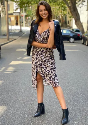 YW1904SS Leopard Print Spaghetti Strap Asymmetric Dress (Pack)